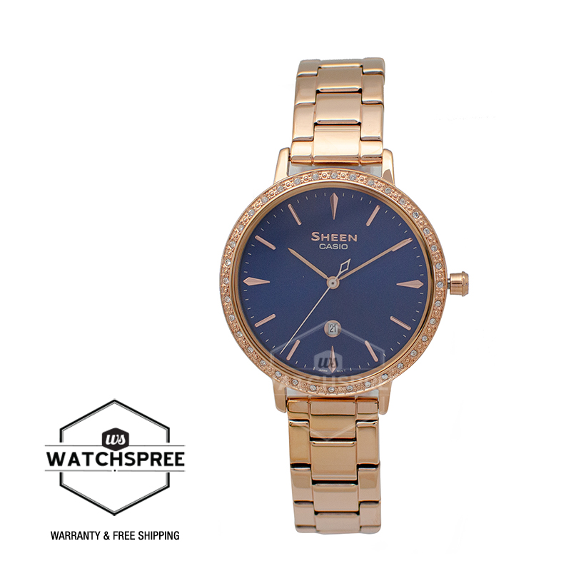 [Watchspree] Casio Sheen Sapphire Crystal Lineup with Swarovski® Crystals Rose Gold Ion Plated Stainless Steel Band Watch SHE4535YPG-2A SHE-4535YPG-2A