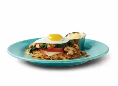 Spinach and Mushroom Hash Brown Stack