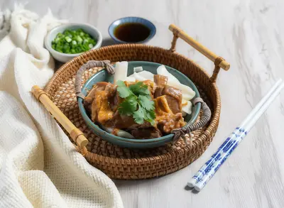 Braised Lamb with Bean Curd Rice Noodle Rolls